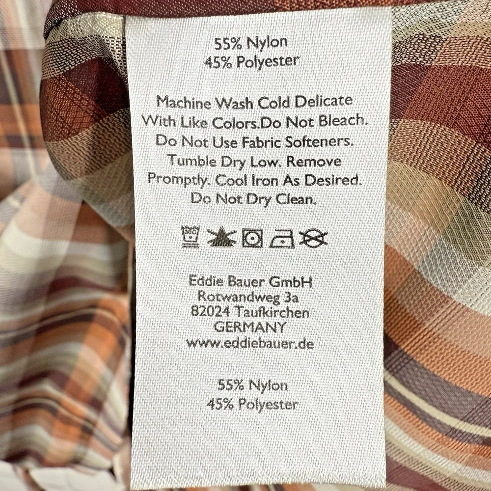 Eddie Bauer Rainier 2.0 Shirt Men's XL Orange Plaid Short Sleeve‎ Outdoor